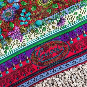 Gucci Vintage Silk Floral Scarf